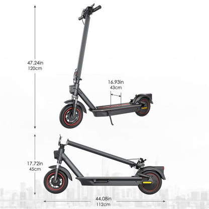 Max Pro Electric Scooter 500W Rear Drive Motor 25MPH Top Speed Dual Hydraulic Suspension 15Ah Large Battery 28 Miles Long Range 5H Fast Charging Foldable Design Smart APP Control Front and Rear Lights Official Warranty