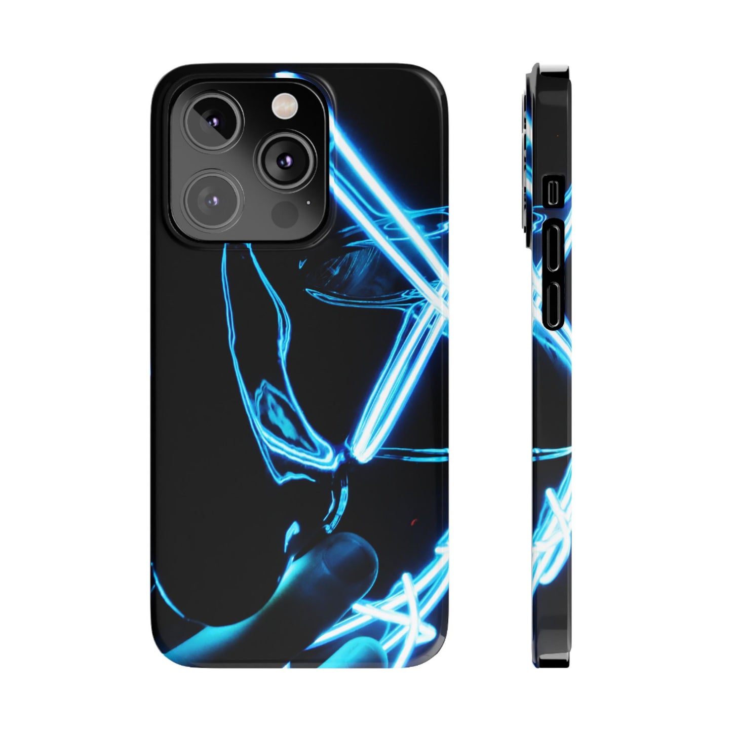 Neon Boba Slim Phone Case – Blue LED Tea Art