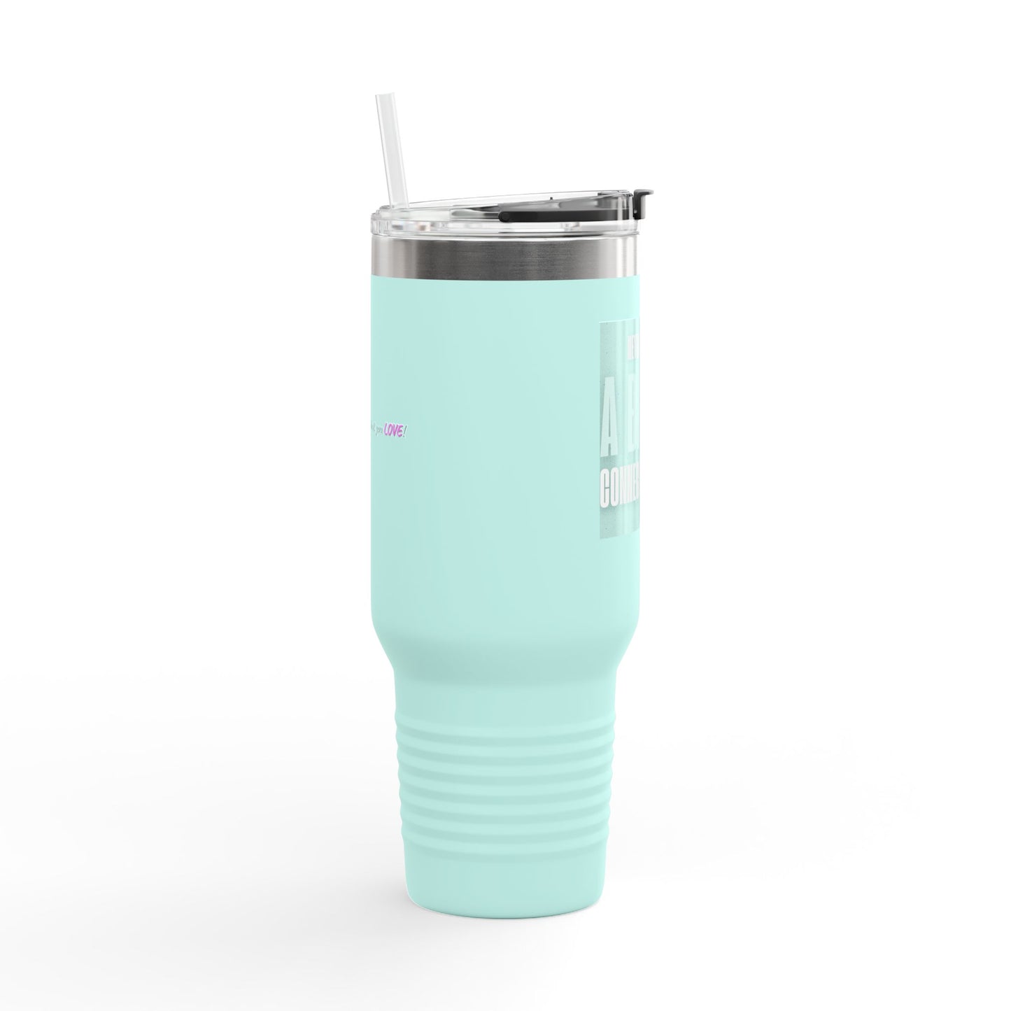 Never a Bad Connection – Mint Ice Cream 40oz Insulated Travel Mug with Handle and Straw