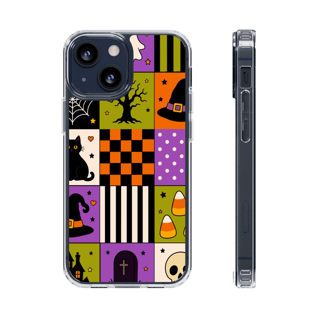 Clear Magnetic Phone Case – Spooky Patchwork