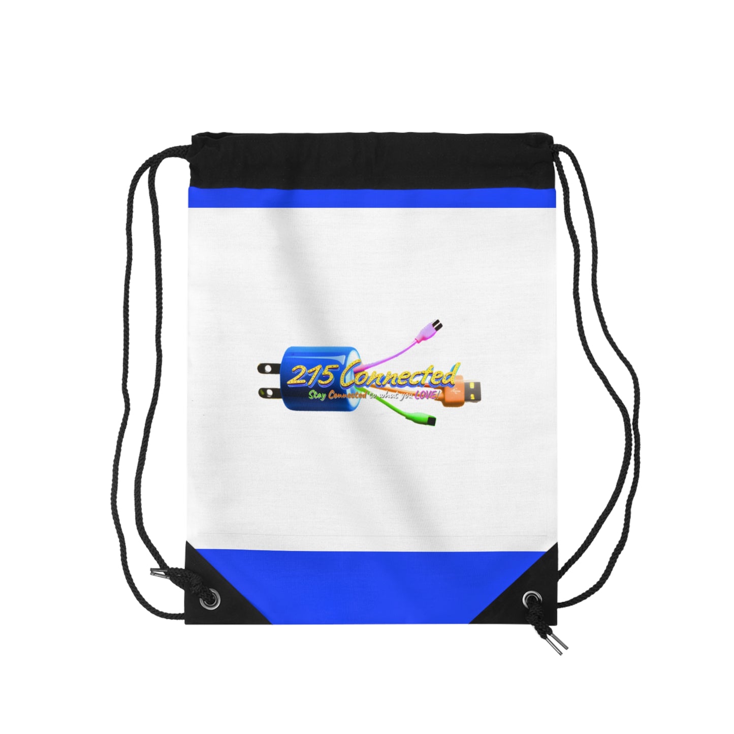 Drawstring Bag – 215 Connected Logo Blue Panel Design