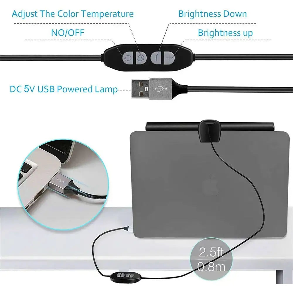 Monitor Light Bar – USB Desk Lamp, Adjustable Brightness & Color, No-Glare Clip-On Design