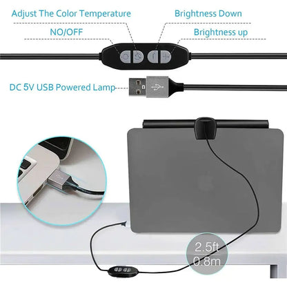 Monitor Light Bar – USB Desk Lamp, Adjustable Brightness & Color, No-Glare Clip-On Design