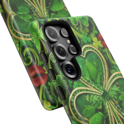 Tough Phone Case – Dual-Layer Protection with Shamrock Print