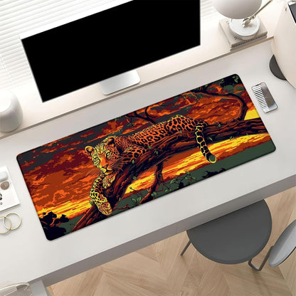 Leopard Gaming Mouse Pad Large Desk Mat for Computer Extended Keyboard Laptop