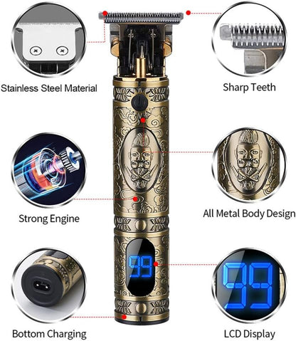 Beard Trimmer Hair Clippers for Men, Professional T-Blade Trimmer Cordless Rechargeable Hair Edgers Clippers Electric Beard Shaver with LED Display