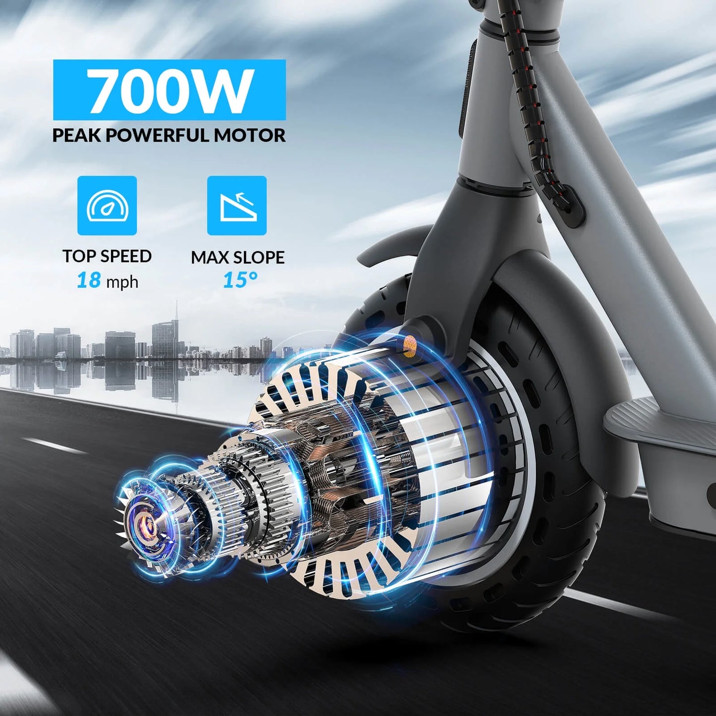 W09S 350W Electric Scooter with Turn Signal, 8.5” Solid Tires, 18Mph & 20Miles Range, Folding Commuting E-Scooter for Adults with APP Control