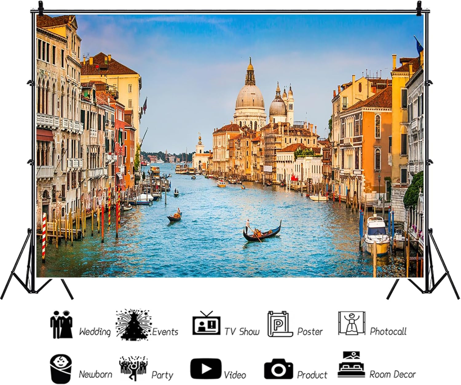 9X6Ft Venice Town Backdrop Historical Culture Scenery Photography Background Italy Watery City Rivers Blue Sky Children Kids Adults Portraits Backdrops Photo Studio Props