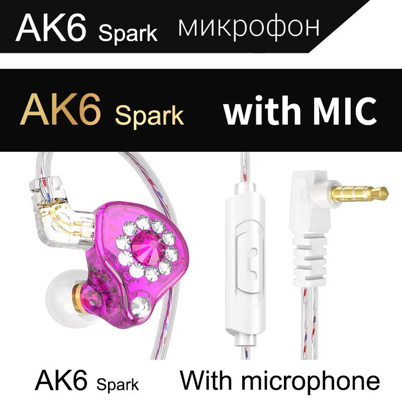 Original QKZ AK6 Copper Driver Hifi Wired Earphone 3.5MM Race Sport Headphone Bass Stereo Headset Music Earbuds in Ear with Mic
