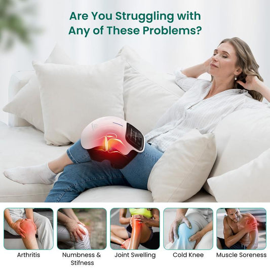 Snailax Cordless Knee Massager with Heat, 3 Vibration Modes & 3 Heating Levels, LED Touch Screen, Ergonomic Design, Gifts for Men & Women