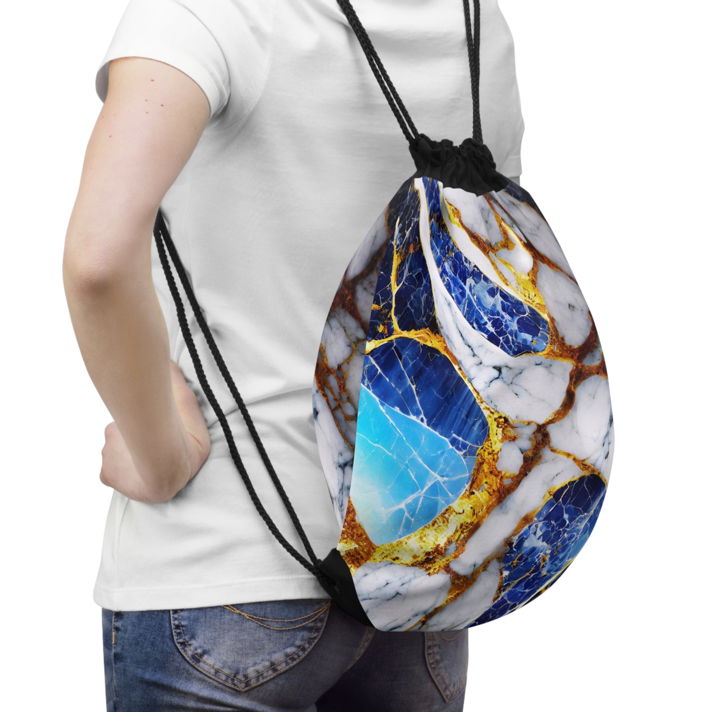 Drawstring Bag – Sapphire Veins