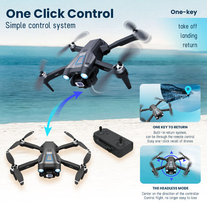 2024 New RC Drone with 4K HD Dual Camera WIFI FPV Foldable Quadcopter +3 Battery