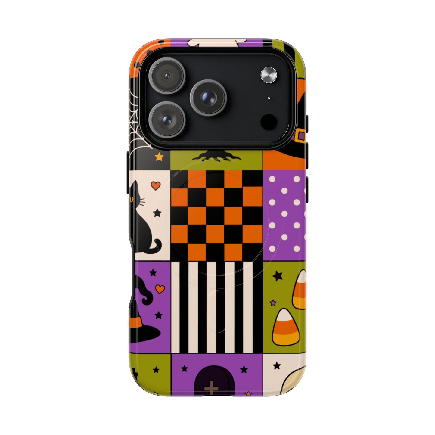 Protective Magnetic Phone Case – Spooky Patchwork