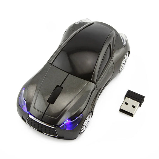 Wireless Mouse, 2.4Ghz Car Shape Mouse, Optical Cordless Mice with USB Receiver for PC Laptop Computer, Gray
