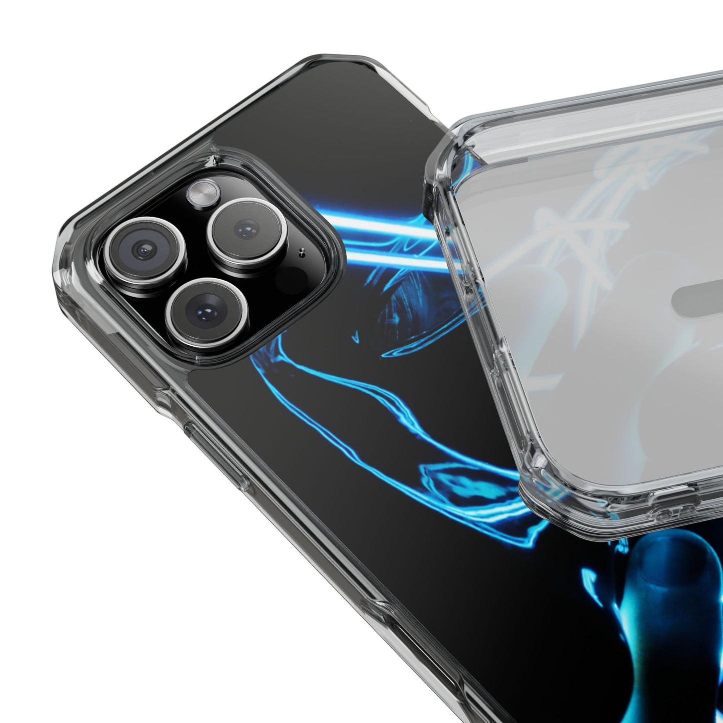 Clear Magnetic Phone Case — Blue Neon Light Design