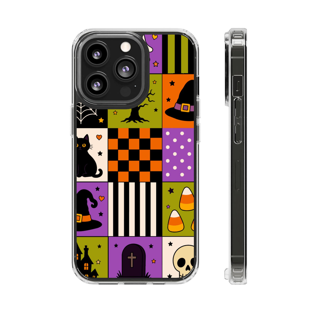 Clear Phone Case – Spooky Patchwork