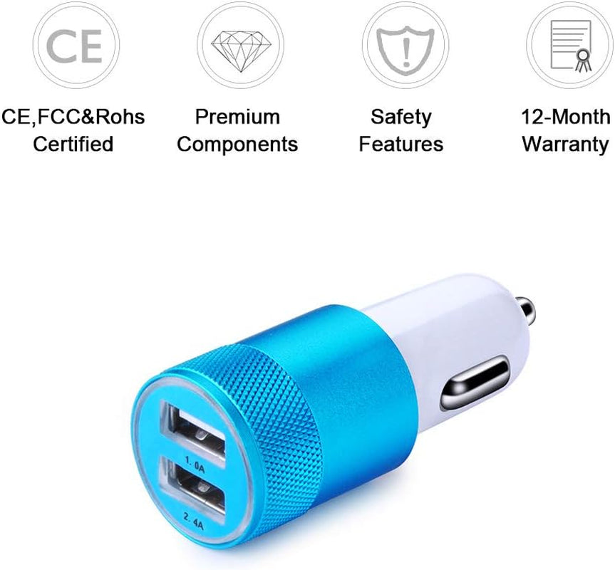 Car Charger,  3.4A 2 Pack USB Smart Port Charger Compatible with Iphone 16 15 14 13 12 11 SE X 8 7 Pro, Pro Max, Plus, Samsung Galaxy S24 S23 S22 S21 S10 plus Note 20, LG, Pixel, Ipad Pro