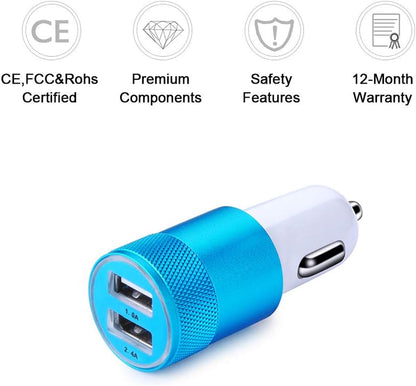 Car Charger,  3.4A 2 Pack USB Smart Port Charger Compatible with Iphone 16 15 14 13 12 11 SE X 8 7 Pro, Pro Max, Plus, Samsung Galaxy S24 S23 S22 S21 S10 plus Note 20, LG, Pixel, Ipad Pro