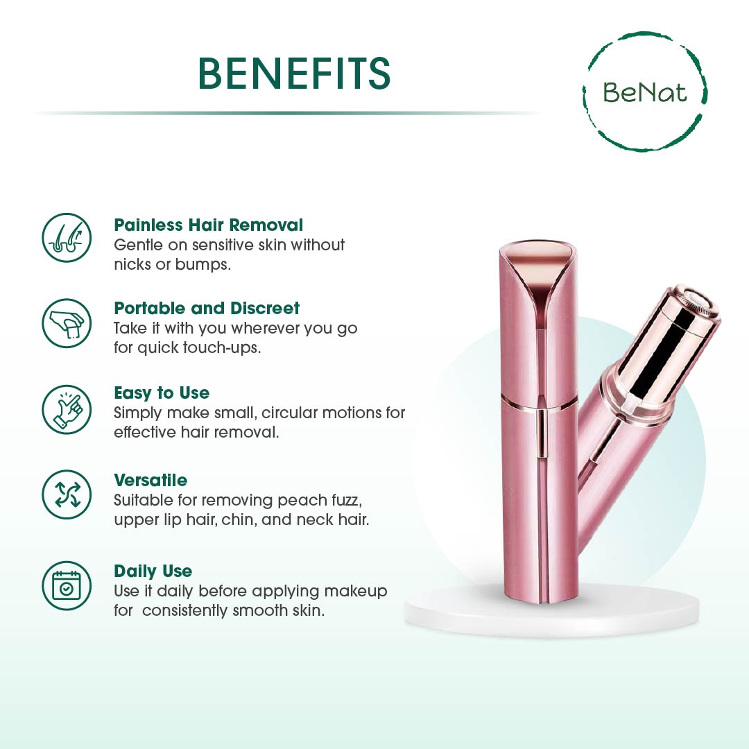 Rechargeable Beauty Trio – Facial Hair Remover, Eyebrow Trimmer & Heated Eyelash Curler, LED Precision, Travel Ready