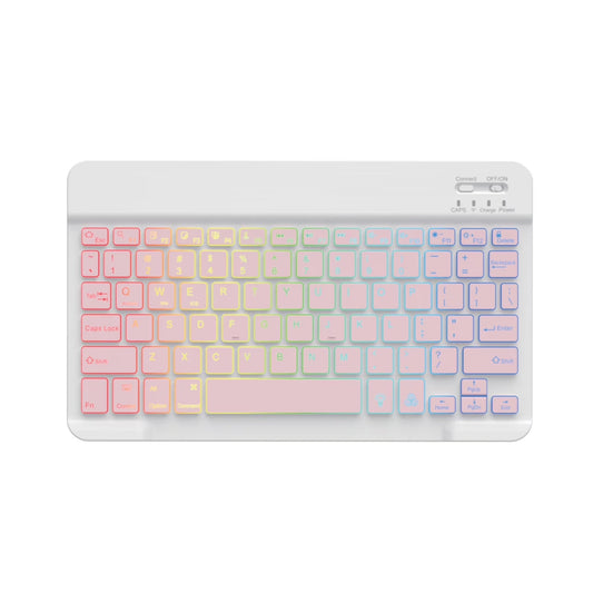 10-Inch Colorful RGB Backlit Portable Bluetooth English Keyboard Compatible with Ipad 7/8/9/10Th Gen 10.2 10.9- Universal for Phones ,Pc,And Tablets (Pink,English Keyboard )
