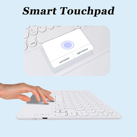 Wireless Bluetooth Keyboard with Touchpad for Ipad, Portable Mini Small Universal Rechargeable 10 Inch Ultra-Slim Wireless Keyboard for Tablet Smartphone PC Computer Laptop Windows Android Ios