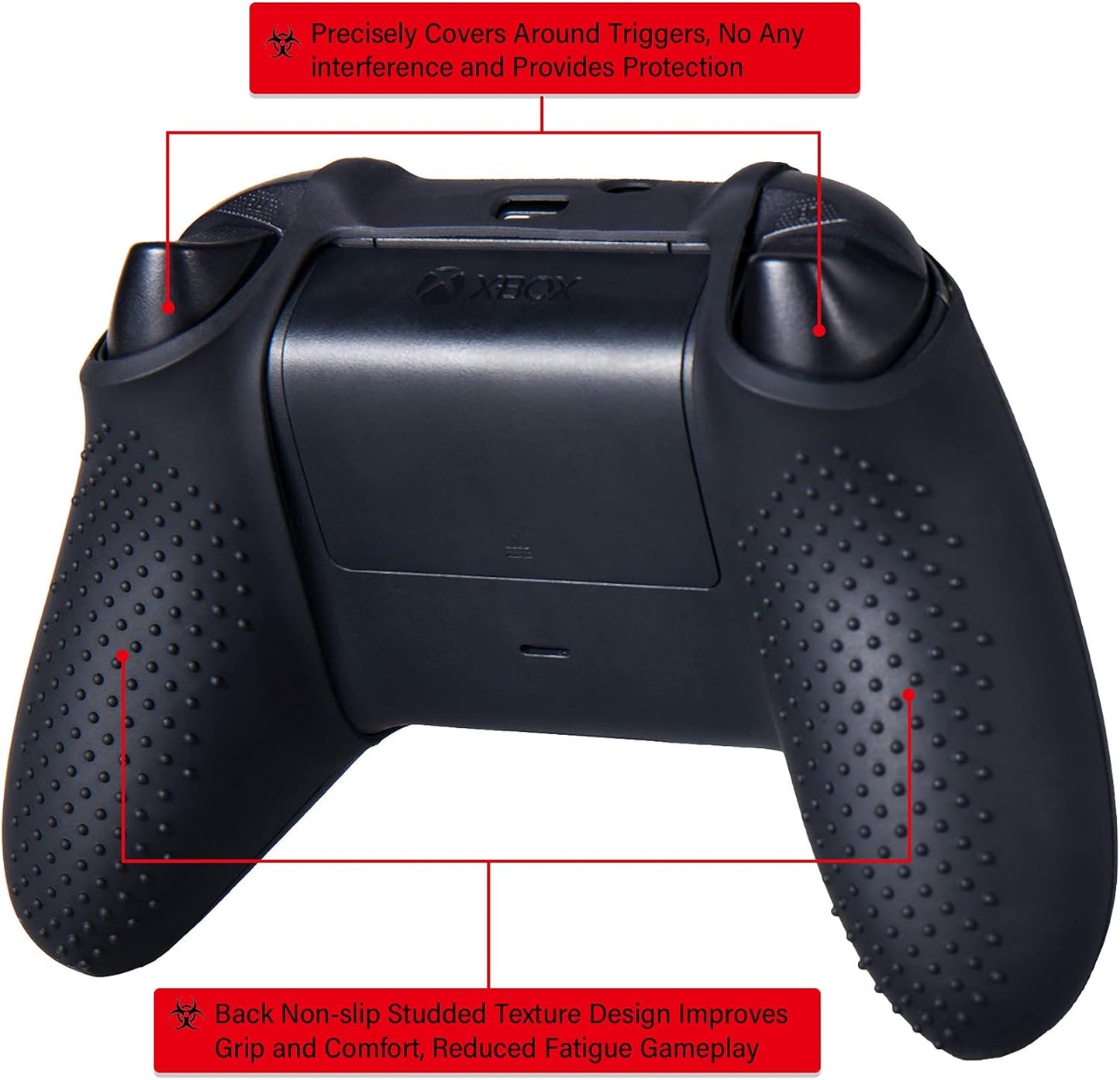 Silicone Rubber Back Dots Carving Customizing Skin Cover for Xbox Series X/S Controller X 1(BH Green) with Pro Thumb Grips X 10