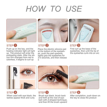 Heated Eyelash Curlers Handheld Electric Lash Curler Eyelash Curling Tool Long Lasting Curling Eyelash Makeup Tools Long-Lasting Heat for Beautiful Lashes