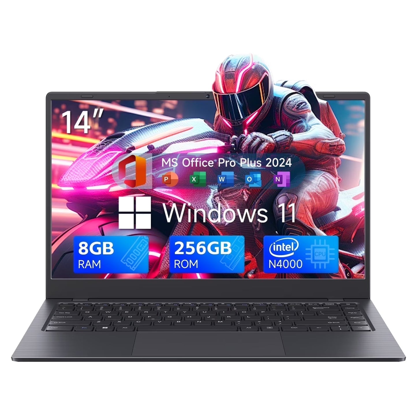 14 Inch Windows 11 Laptops New Intel Celeron N4020 up to 2.6Ghz 8GB RAM 256GB ROM Netbook Laptop Computer for Beginner, Student, Business