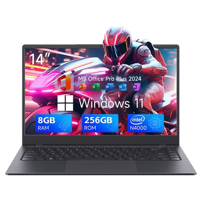 14 Inch Windows 11 Laptops New Intel Celeron N4020 up to 2.6Ghz 8GB RAM 256GB ROM Netbook Laptop Computer for Beginner, Student, Business