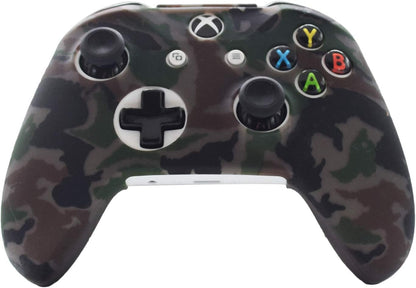 Silicone Gel Cover Skin Protector Kits Compatible with Xbox One/Xbox One S/Xbox One X Controller Video Games1 X Controller Camouflage Cover with 8 X Thumb Grip Caps(Grey)