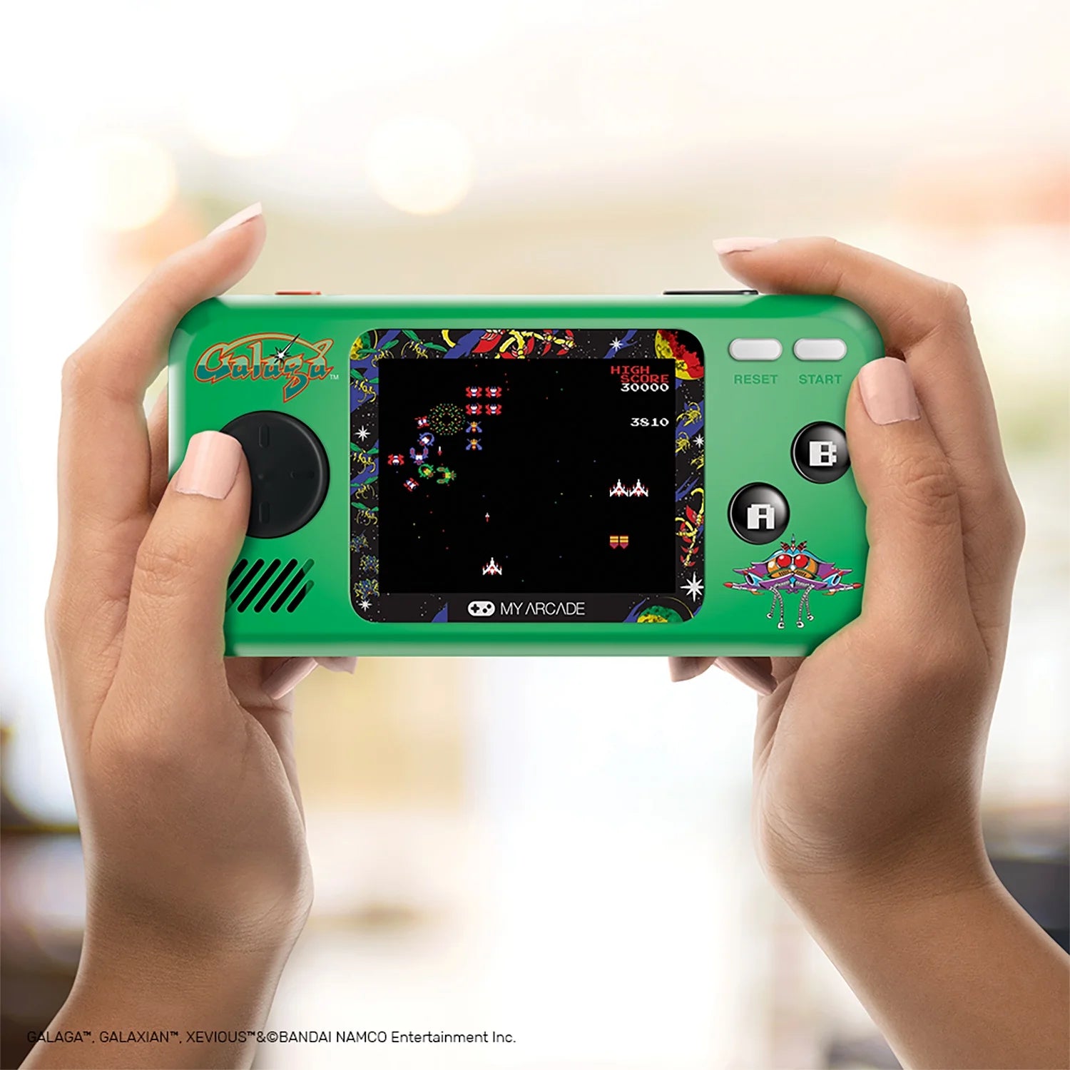 Galaga Pocket Player - Collectible Handheld Console with 3 Games