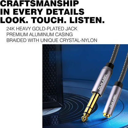 Topseries 6.35Mm (1/4 Inch) to 3.5Mm (1/8 Inch) Headphone Jack Adapter, 1/8 (Female) to 1/4 (Male) Extension Cable, 3.5 to 6.35 Audio Cable for Mixer Guitar Piano Amplifier Speaker and More