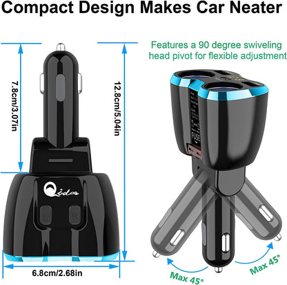 Cargador De Carro Adaptador 2 Socket 2.4A 2 Usb Coche Para Phone Tablet