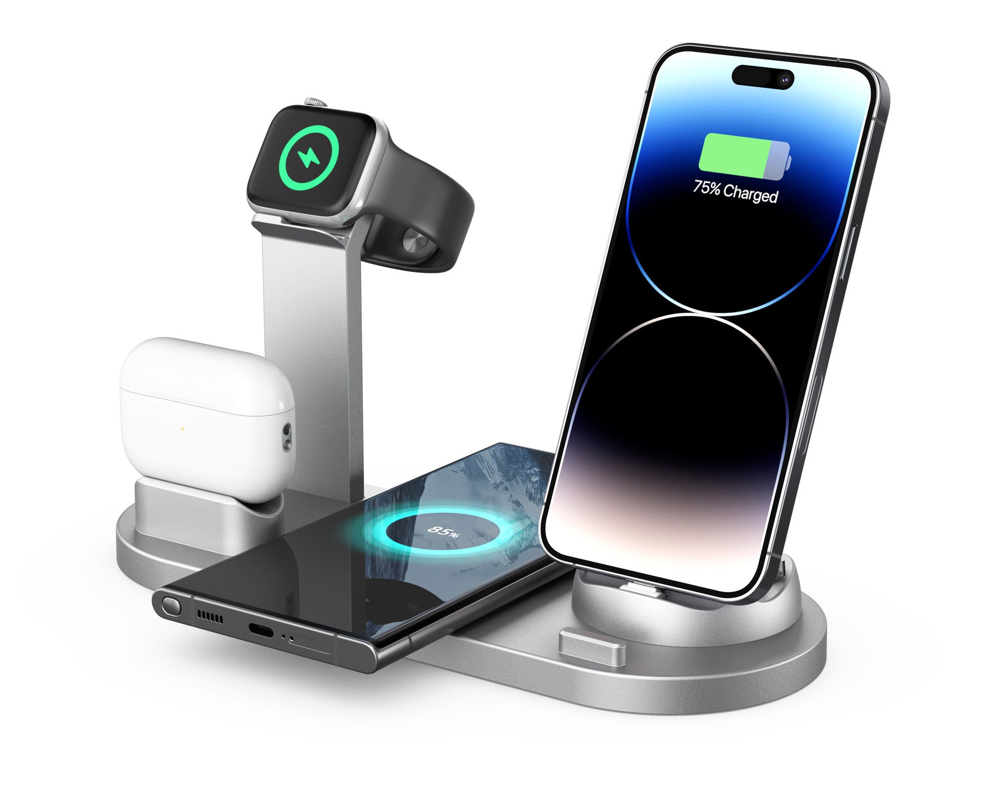 3-in-1 Wireless Charger: Phone, Watch, & Earbuds Charging