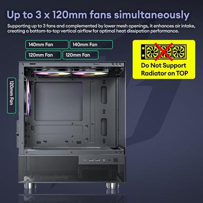 Aqua 3, Micro ATX Case, MATX PC Case with 3 X 120Mm 3-Pin ARGB Fan Pre-Installed