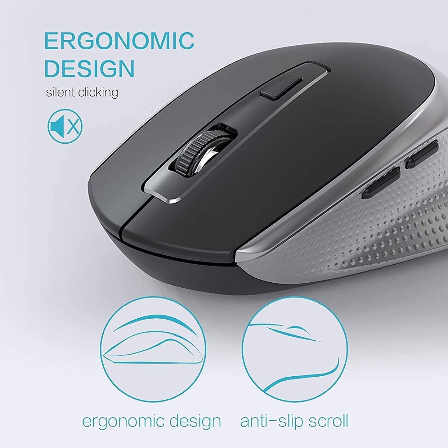 Wireless Keyboard Mouse Combo,  2.4G Ergonomic Computer Keyboard,Ergonomic Wireless Mouse for Pc,Windows, Laptop, Desktop, Chromebook,Mac-Grey