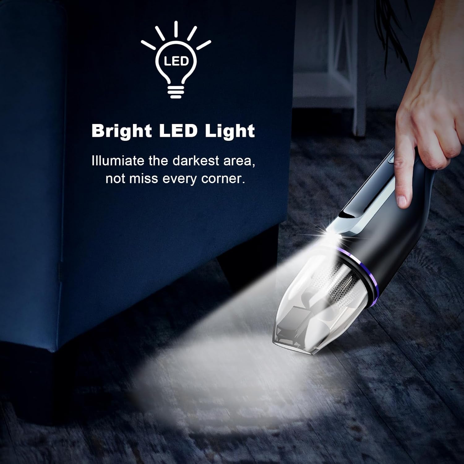 Cordless Handheld Vacuum Cleaner 14000Pa Suction Mini Car Vacuum Lightweight LED