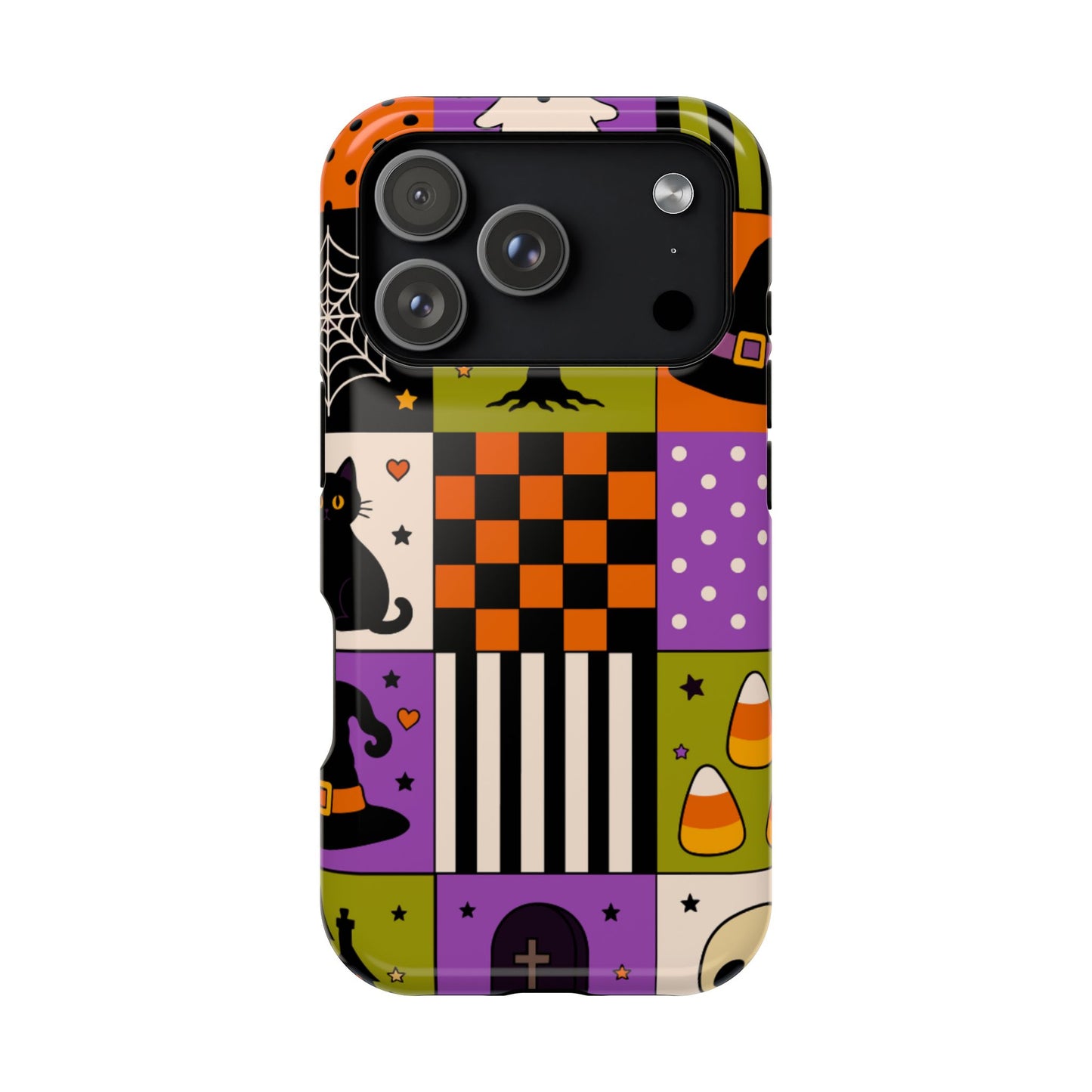 Wireless-Charging Compatible Case – Spooky Patchwork