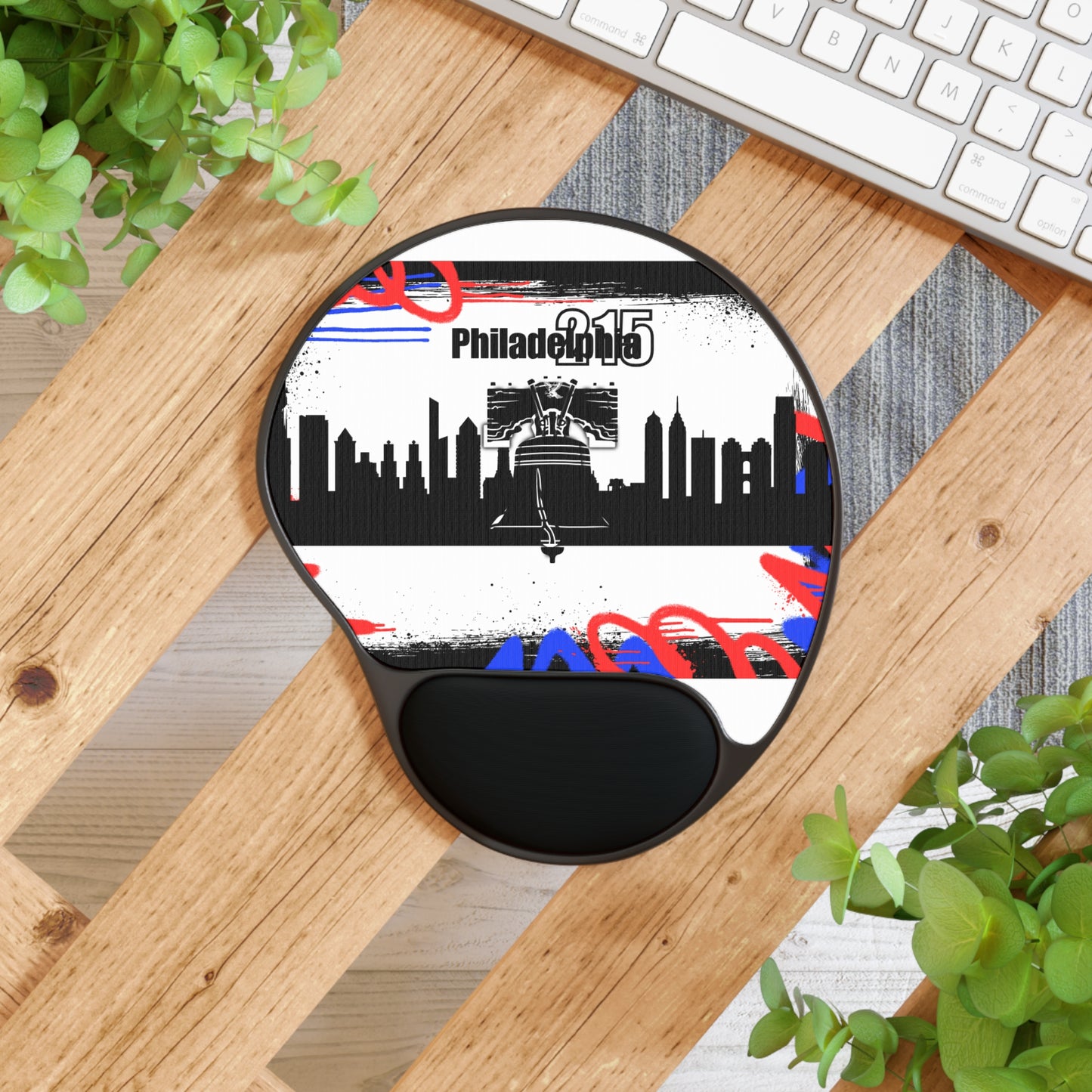 Ergonomic Mouse Pad with Wrist Rest – Philadelphia 215 Skyline