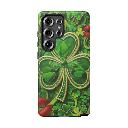 Tough Phone Case – Dual-Layer Protection with Shamrock Print