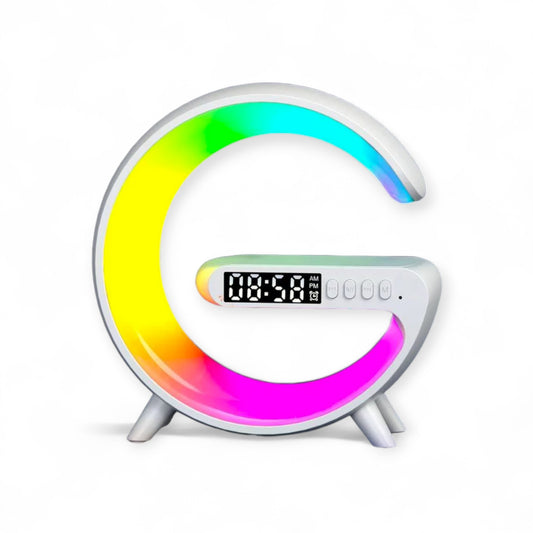 G-Shape Music Lamp: Wireless Charger, RGB Night Light, Alarm Clock, Bluetooth Speaker