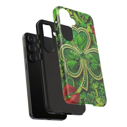 Tough Phone Case – Dual-Layer Protection with Shamrock Print