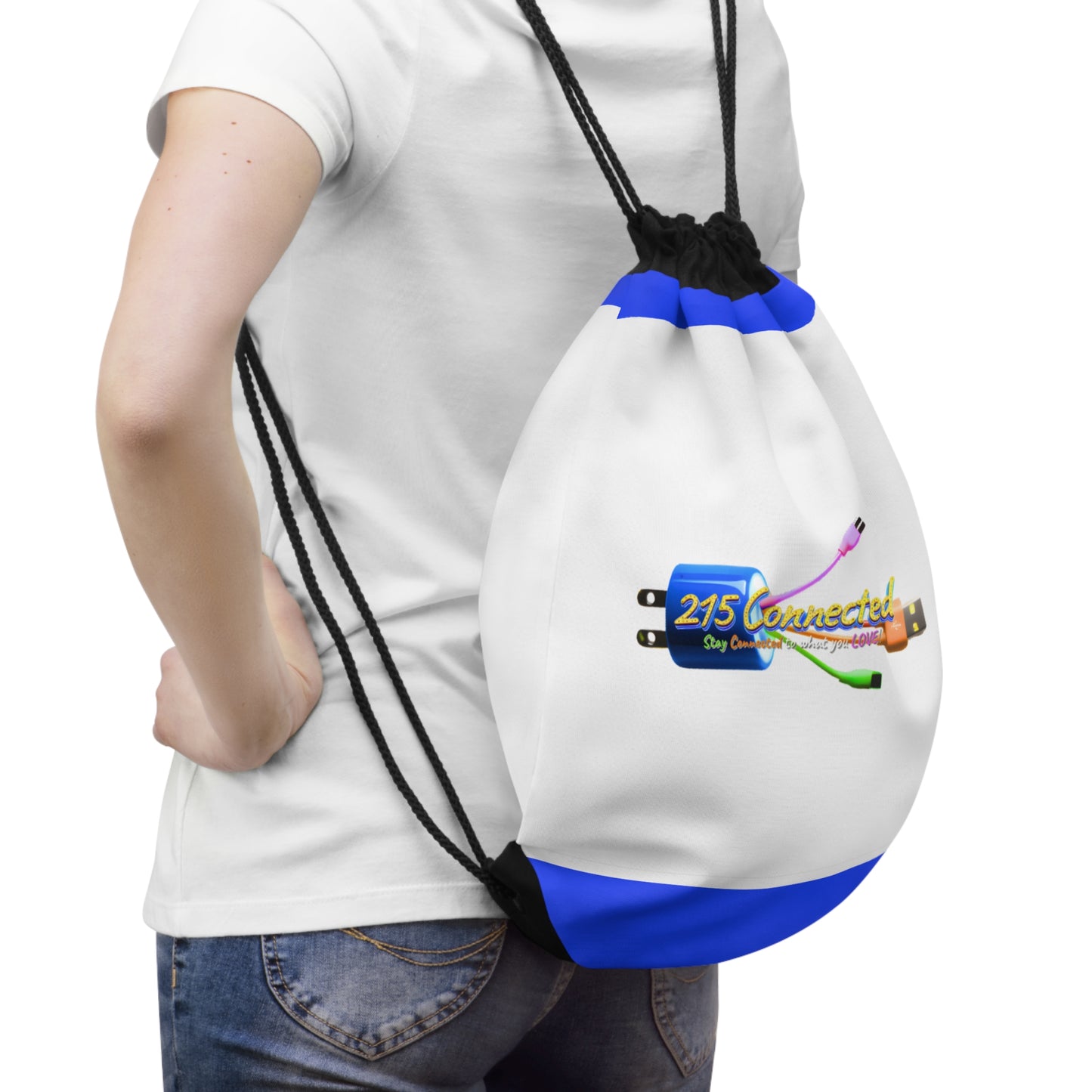 Drawstring Bag – 215 Connected Logo Blue Panel Design