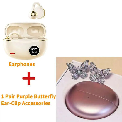 Hi-Fi Stereo Sport Wireless Earbuds Jewelry Clip Customizable Zircon Flash Diamond Ear-Clip Accessories Earphones Suit Girl Gift