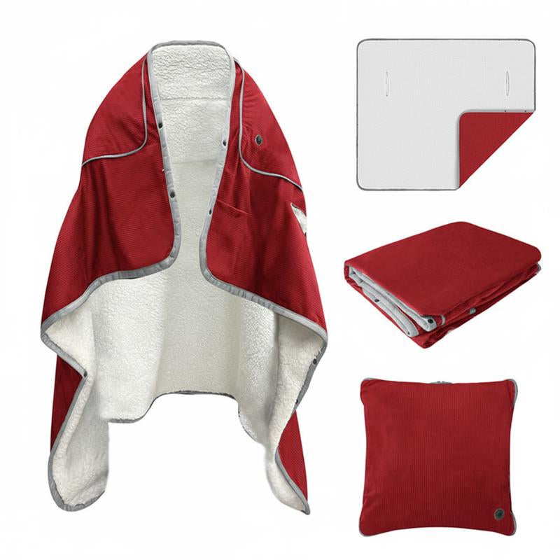4 in 1 Portable USB Heated Blanket Pillow Shawl (No Power Bank) and Pad, 3 Heat Settings, Fast Warming for Home Office Car Travel with Built-In Heater
