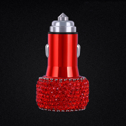 Car Charger with Dual USB Ports – Fast Charging + Safety Hammer