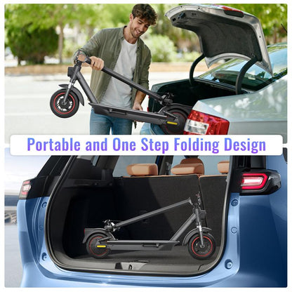 Max Pro Electric Scooter 500W Rear Drive Motor 25MPH Top Speed Dual Hydraulic Suspension 15Ah Large Battery 28 Miles Long Range 5H Fast Charging Foldable Design Smart APP Control Front and Rear Lights Official Warranty