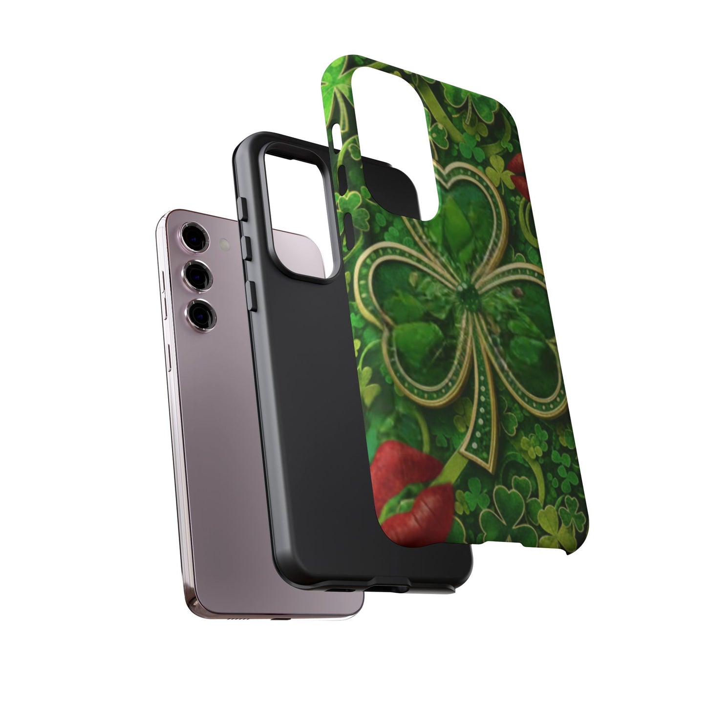 Tough Phone Case – Dual-Layer Protection with Shamrock Print