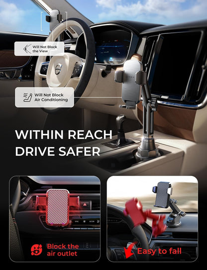 Upgraded Version Cup Phone Holder for Car 360° Adjustable Long Neck Car Phone Mount Cradle Friendly Golf Cart Phone Holder, Truck Jeep Accessories for Iphone Samsung Google and All 4-17'' Phone