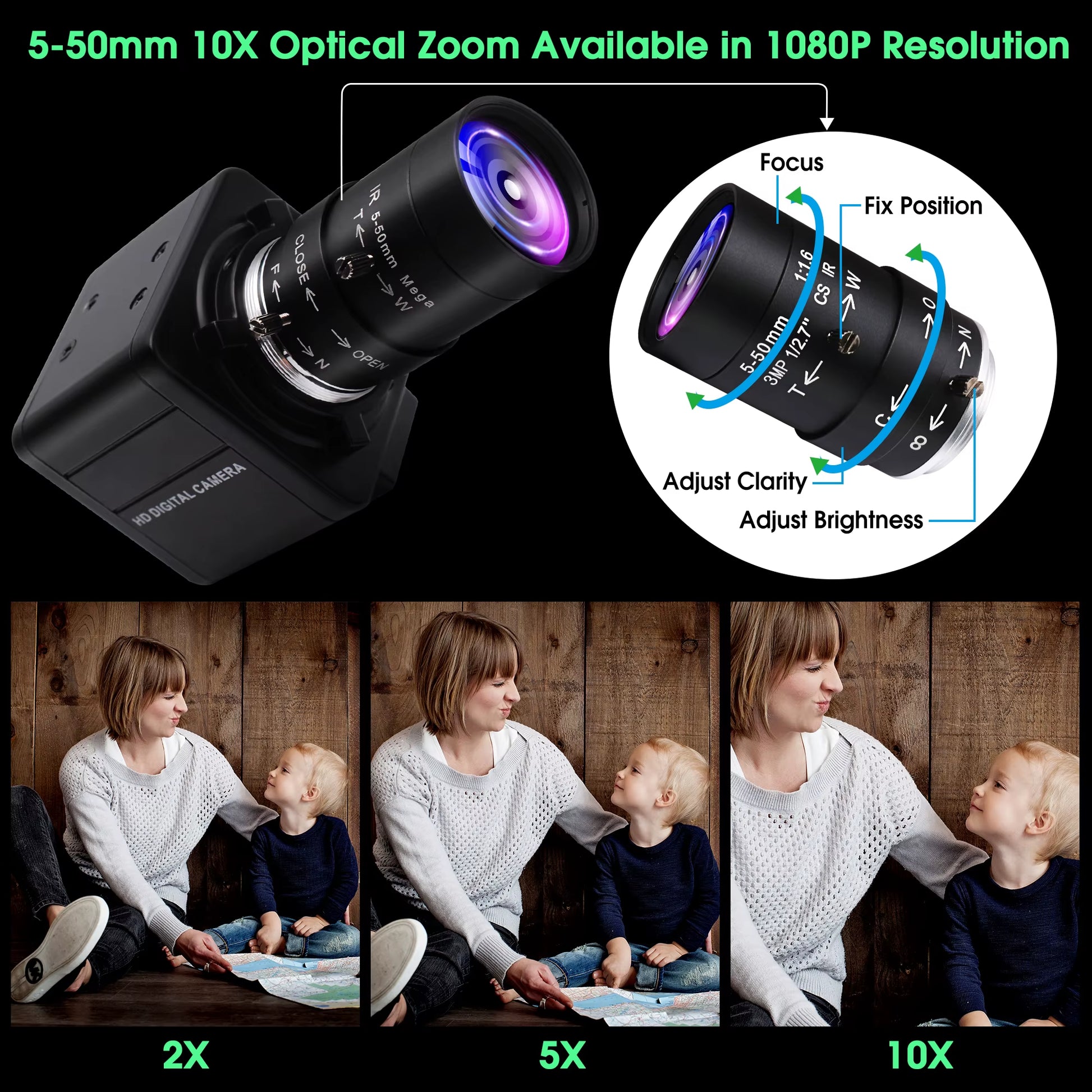 16MP Webcam 4656X3496 Ultra HD Web Camera IMX298 UVC 10X Zoom Mini USB Camera for Industrial Inspection, Photograph,Security
